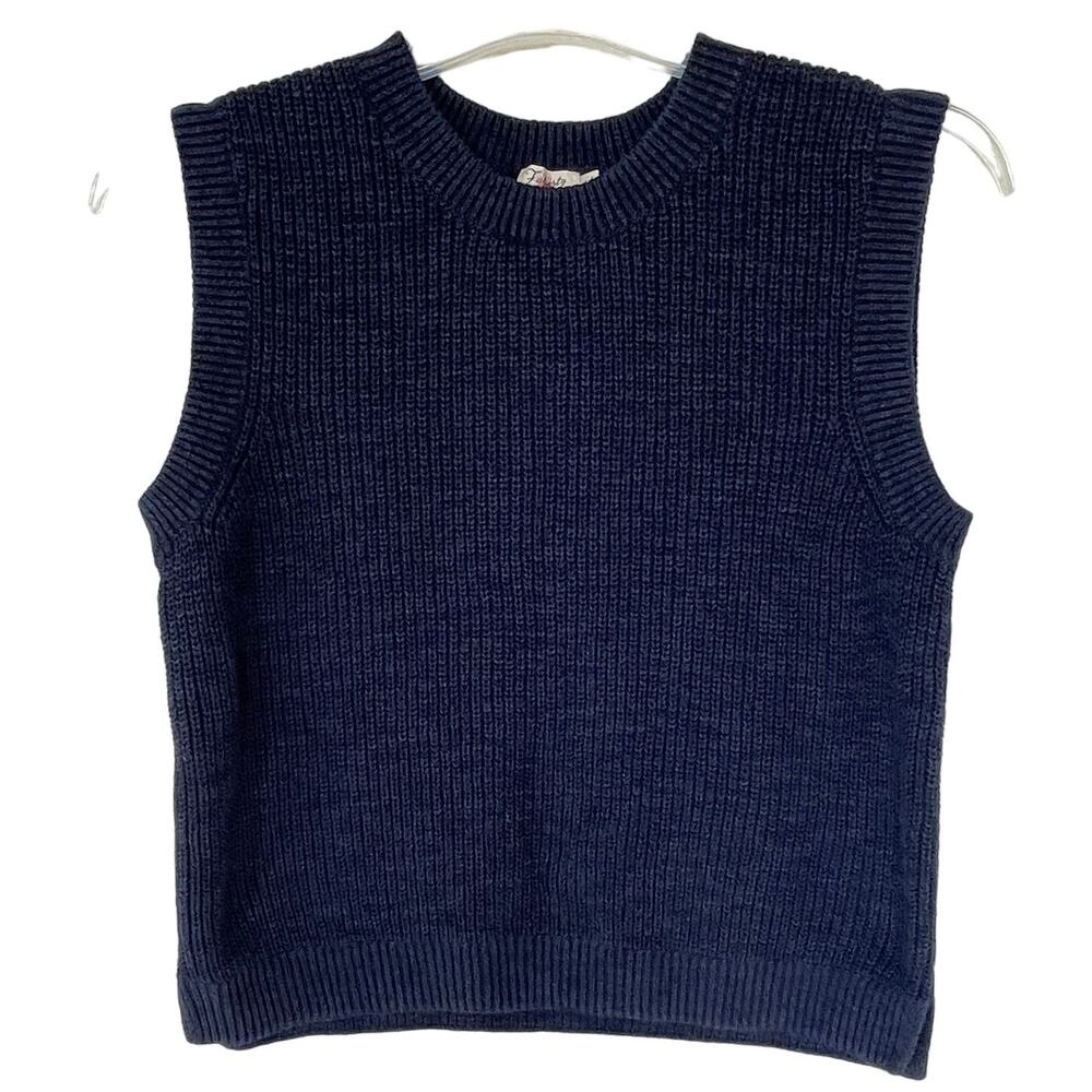 Faherty Navy Sleeveless Knit Sweater Vest